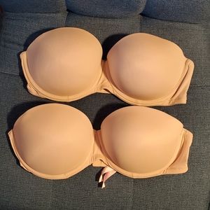 (2) PINK strapless bras